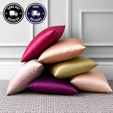 Satin Cushion Cover Plain Solid Colour Sofa Pillow Case Decorative Home DecorZip