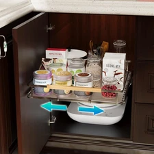 Expandable Pull Out Cabinet Organizer, Adjustable Width 14.5~25.5" W x 22.7" ...