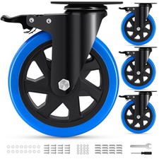 6 Inch Swivel Casters Set of 4 for Cart, Double Brake, No Noise