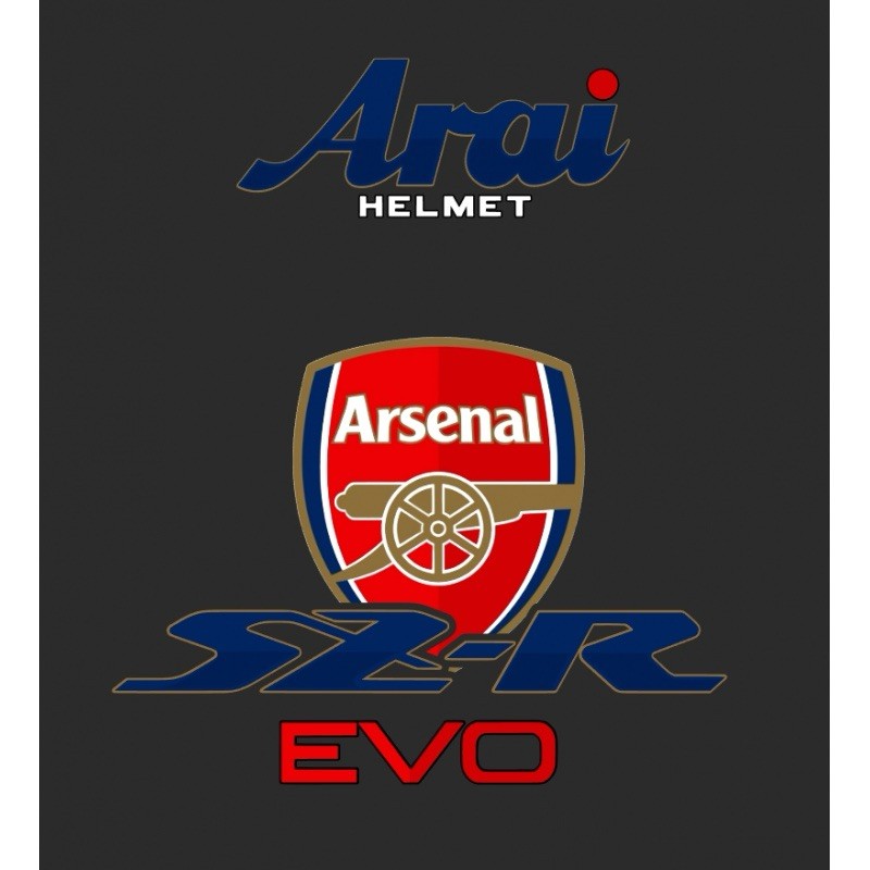 Sticker Arai Evo Arsenal vinyle imperméable haute résistance UV pour motard