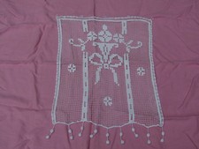 rideau ancien filet fait main 49 X 66 cm de hauteur blanc