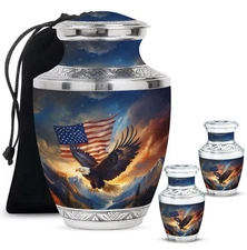 Eagle Ash Holder 10Inch + 3Inch Set Of 2 Cremation Urns for Ashes Keepsake