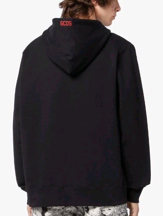 GCDS Eco Logo Regular Black Hoodie Sz  Large