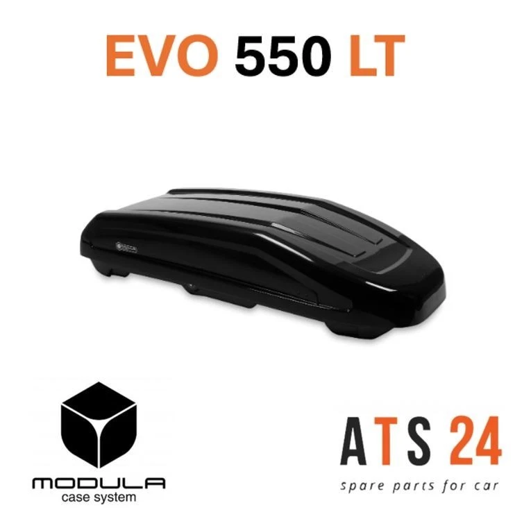 BOX BAULETTO DA TETTO AUTO 550 LT NERO LUCIDO BOX EVO 206X90X46,5 75KG