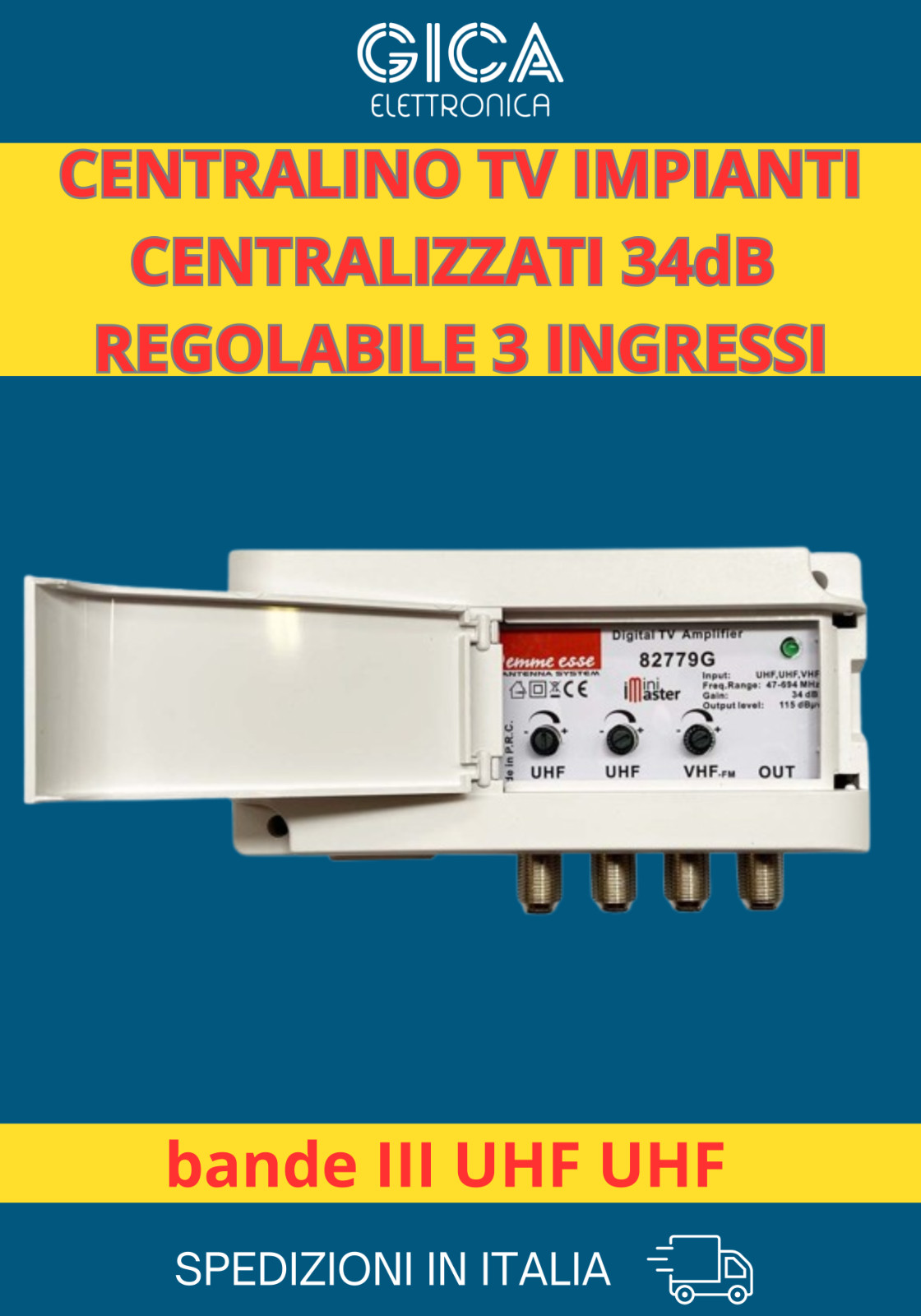 Emme Esse 82779G Centralino TV 34dB Regolabile 5G | Shop Online