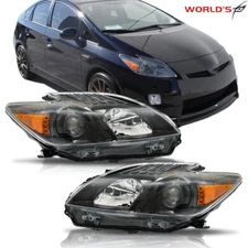 Headlight Assembly Set Pair Left Right For Toyota Prius 2012-2015 Halogen Black