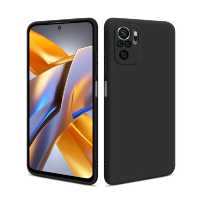 HSP Handy Hülle für Xiaomi Poco M5s | Schwarz Silikon Schutz Case Cover Bumper