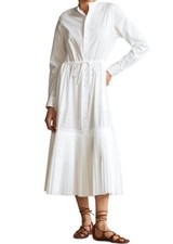 Polo Ralph Lauren Women's White Long-Sleeve Pleated-Hem Shirtdress, 2