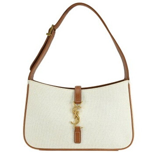 Saint Laurent 657228 Borsa Hobo a Tracolla Grande Marrone Bianco Donna