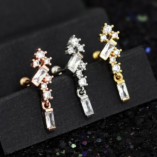 Gem Crystal Ear Cartilage Helix Ring Bar Stud Ear Cuff Climber Piercing Earring - Picture 131 of 268