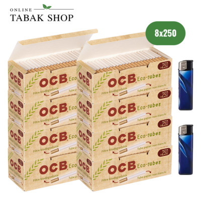 8x250 (2000) OCB Organic Hülsen Filterhülsen Zigarettenhülsen 
