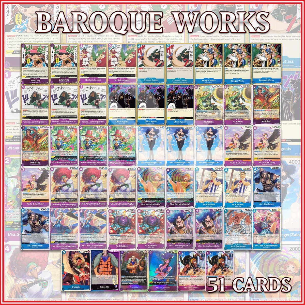 BAROQUE WORKS DECK 51 | Works Trap Crescent Crocodile Doublefinger ONE PIECE | eBay BAROQUE WORKS DECK 51 | Works Trap Crescent Crocodile Doublefinger ONE PIECE | eBay