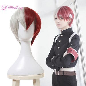 New Academia Todoroki Shoto Cosplay Wig Half White Red Short Hair