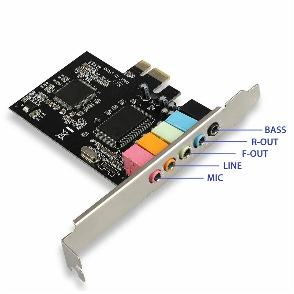 Computer PC PCI Express 6 Channel CMI8738 Audio Digital Adapter Sound Card PCIE - Image 3 of 4