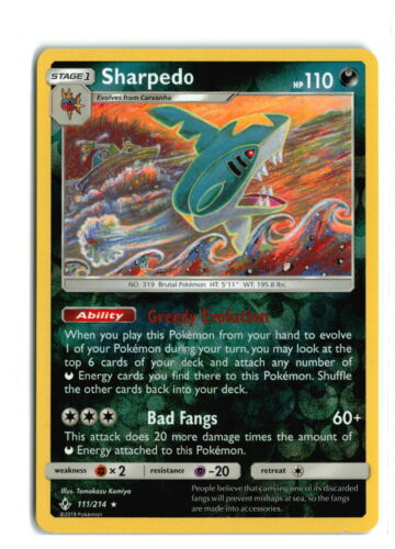 Sharpedo 111/214 Unbroken Bonds Reverse Holo Pokemon TCG NM