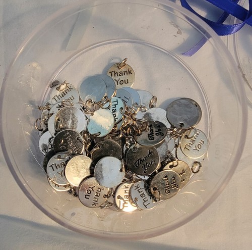 Danke Charms, Bastelbedarf zum Selbermachen, Metall, 60 Stück, 1/2 Zoll - Bild 2 von 2