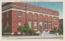 US Post Office Waynesville North Carolina Street View Vintage Postcard
