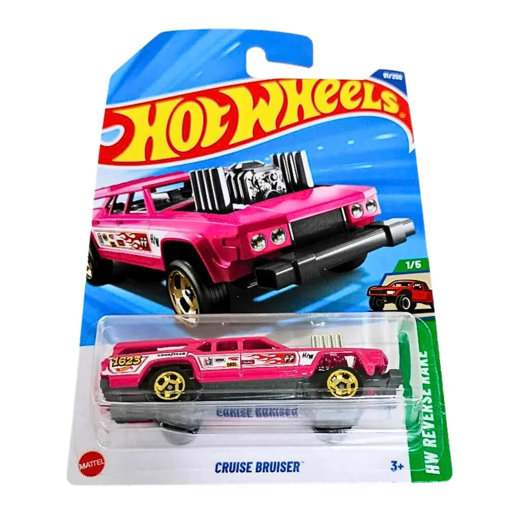 Hot Wheels 2025 HOT ROD Cruise Bruiser Pink Reverse Rake GOLD