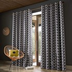 Orla Kiely Linear Stem Grey Charcoal Eyelet Curtains 168cm W x 229cmDrop