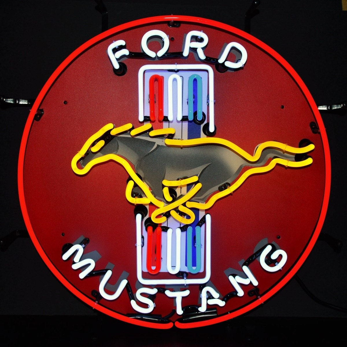 フォード マスタング ネオン サイン 看板 MUSTANG 本物ネオン管 Ford Mustang GT Neon Sign - Muscle Car - Pony - Dealership