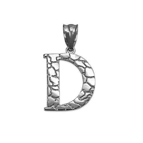 Sterling Silver Nugget Initial Pendant Necklace - Picture 23 of 78