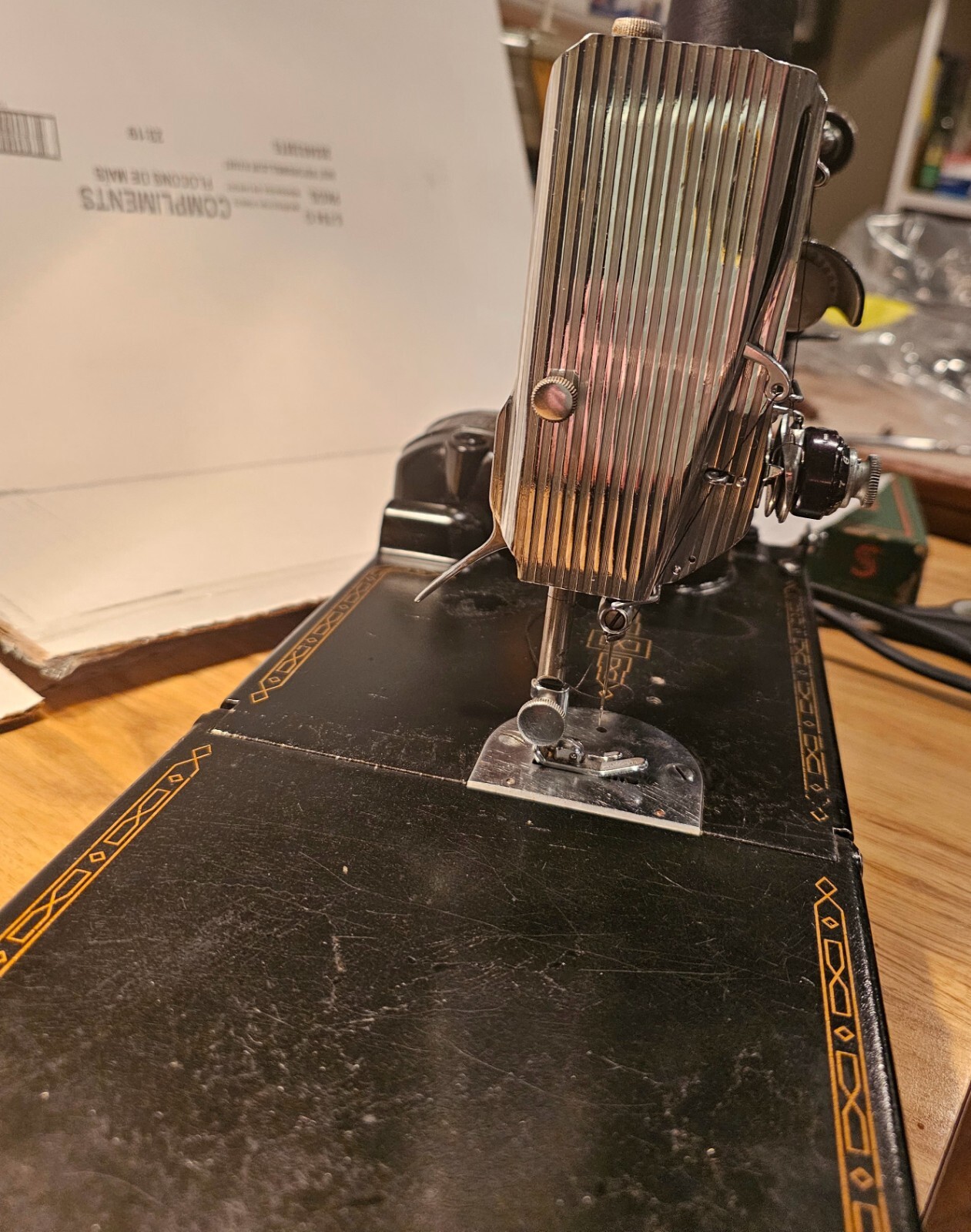 Vintage 1953 Singer 221J Featherweight, With Rare Feed Dog Cover