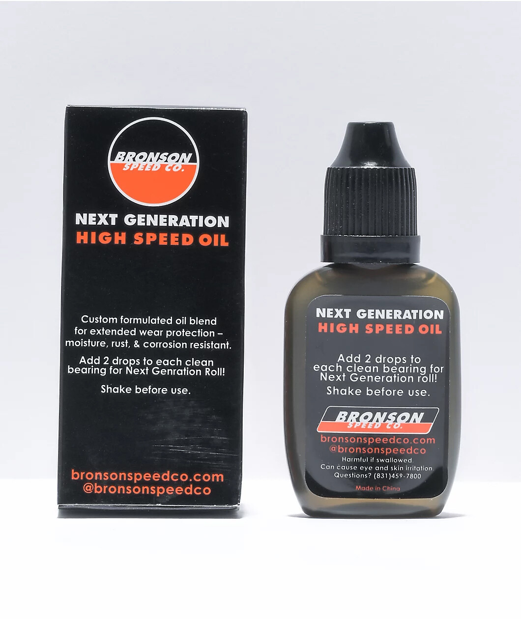 Bronson Skateboard Bearings RAW Kit + Next Generation High Speed Oil Lubricant