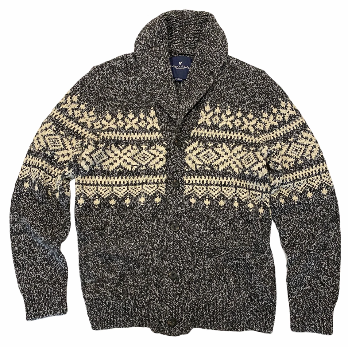 NWT AMERICAN EAGLE Menu0026#039;s Snowflake Cardigan Sweater MEDIUM Gray Button  #431303 | eBay
