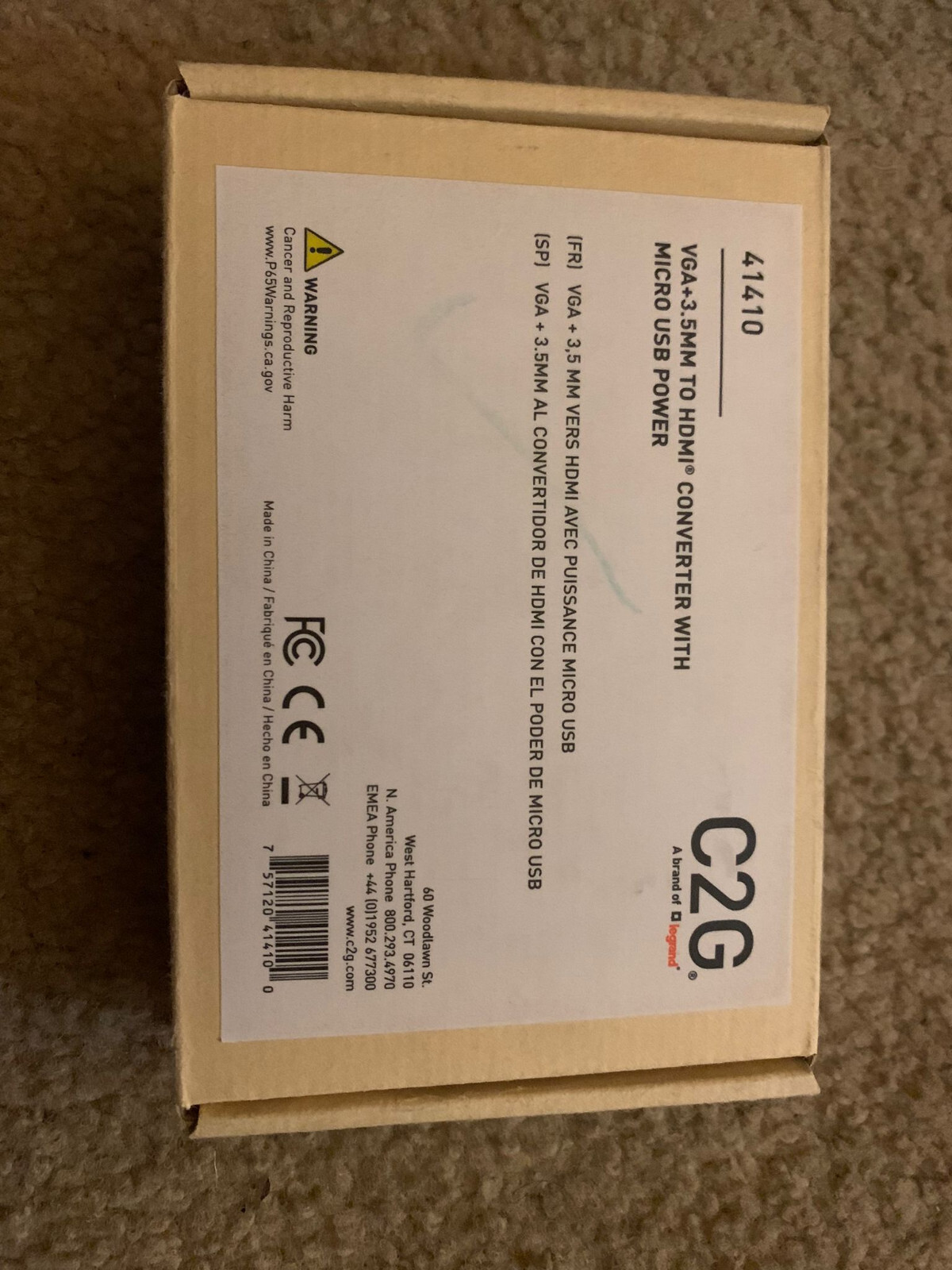 C2G VGA +3.5MM to HDMI Converter with Micro USB Power