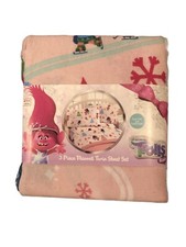 New DreamWorks Troll Holiday Twin FLANNEL Cotton 3 Piece Sheet Set