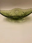 Vintage Anchor Hocking Glass RARE Green Glass Relish Boat Style