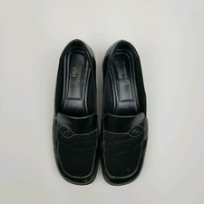 Anne Klein AK iFlex Black Leather Square Toe Slip-On 1" Loafers Women's Size 9M