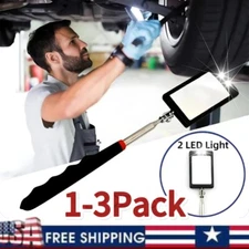 Inspection Mirror LED Lighted Mechanic Telescoping illuminate Swivel Extendable