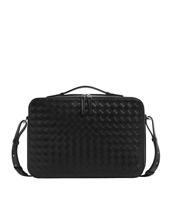 Bottega Veneta Getaway Slim $3900 Black Intrecciato Leather