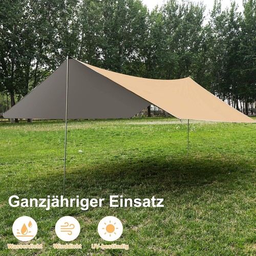 Zeltplane Tarp Wasserdicht Regenschutz Anti-UV Sonnensegel Strand Vordächer - Bild 5 von 12