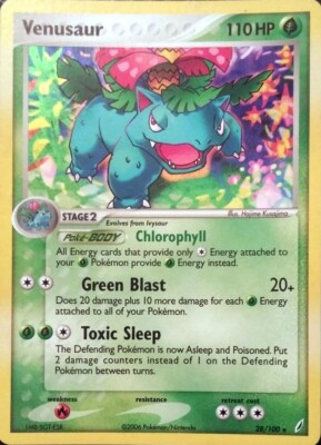 Heavily Played Venusaur - 28/100 - Cosmo Holo - Theme Deck Exclusive Pokemon Dec