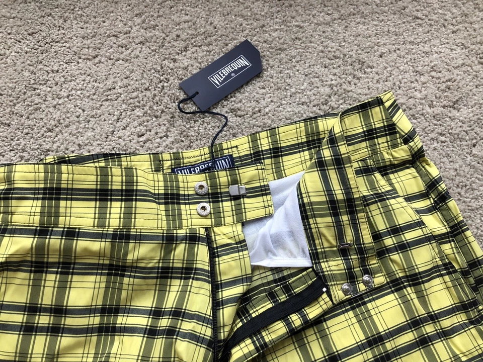 New wTags Authentic Vilebrequin MERISE Swim Trunks Men SMALL YELLOW CHECKERED- S - Image 4 of 4