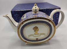 Teiera Regina Elisabetta II - Giubileo D'oro 1952-2002 -  Blu Cobalto e Oro