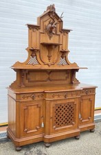 ANTICA CREDENZA ALZATA LEGNO NOCE E LARICE PRIMI 900 SIDEBOARD EPOCA CERVO OLD