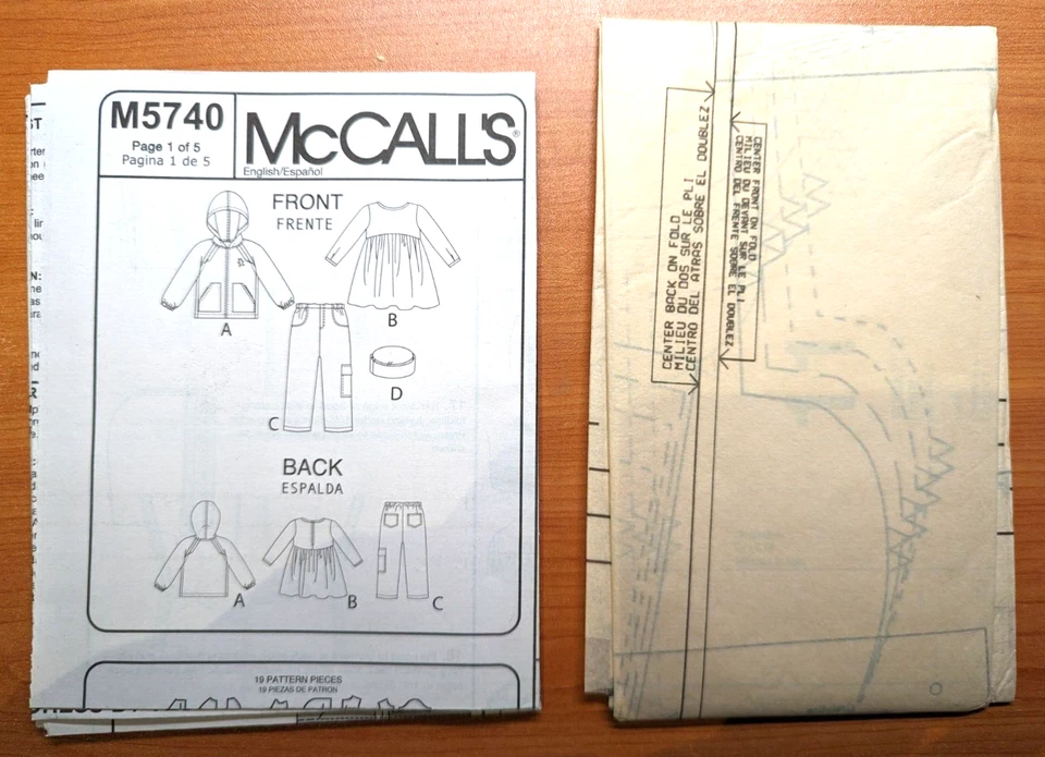 McCall's M5740 Size CCB 1-2-3-4 Toddler Boy Girl Jacket Dress Pants Hat Uncut - Image 3 of 3