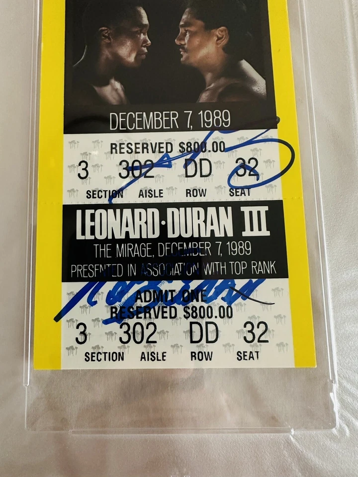 Sugar Ray Leonard vs Roberto Duran Signed Full Ticket !!! Both Signatures !!! - Image 2 of 3