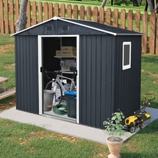8x4 FT Metal Storage Shed with Window,Sliding Door and Foundation Waterproof