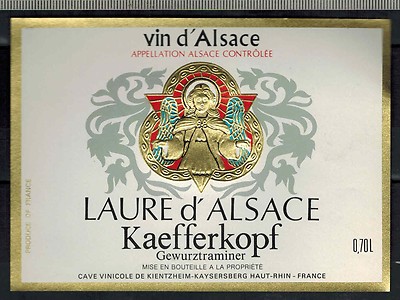 Wine label - Laure d' Alsace - Gewurztraminer - Kaefferkopf - ref. no. 319