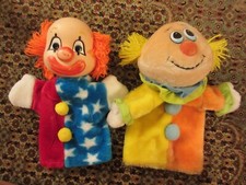 Vintage Dakin Happy  Sad Face 1985  Plush Clown 1982 Puppet lot of 2