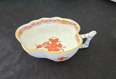 Herend Hungary Chinese Bouquet Rust Medium Leaf Dish Bowl Dish  8725