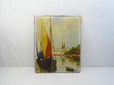 ANCIEN TABLEAU HST HUILE SUR TOILE BATEAU MARINE SIGNE LEMOIGNE OIL ON CANVAS