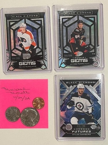 2022-23 Upper Deck BLACK DIAMOND 6 Card Lot; Rookie Gems/Futures/Relics/Black ++