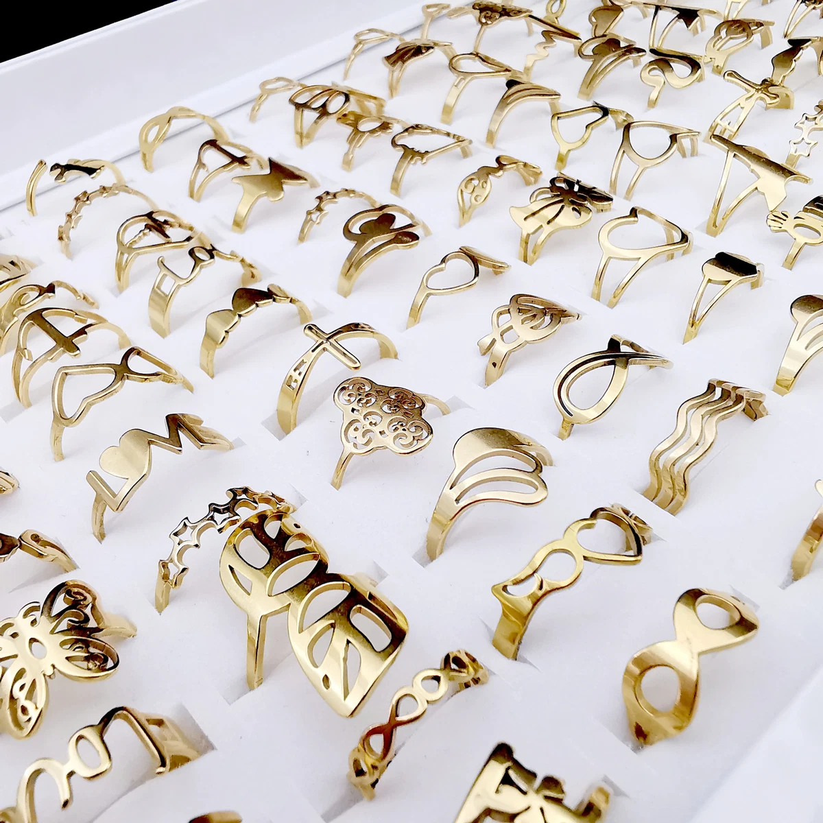 50pcs Women s Jewelry Wholesale Lots Fashion Gold P Rings