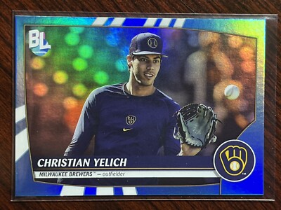 2023 Topps Big League Christian Yelich Rare Blue Foil Parallel SP Brewers  271 | eBay