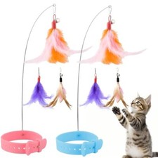 Cat Collar Toy, Cat Feather Neck Collar Toy with 6 Replacement Refills,